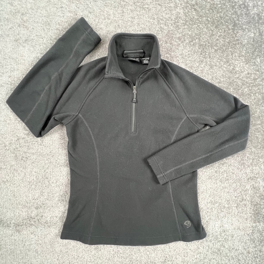 Mountain Hardwear Womens Black Fleece 1/4 Zip Pullover Mock Neck Small 007667